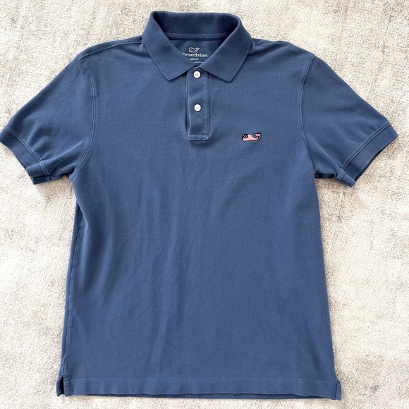 Mens Vineyard Vines Navy Classic Pique Polo USA Flag Logo Sz XS Short Sleeve - Picture 1 of 4